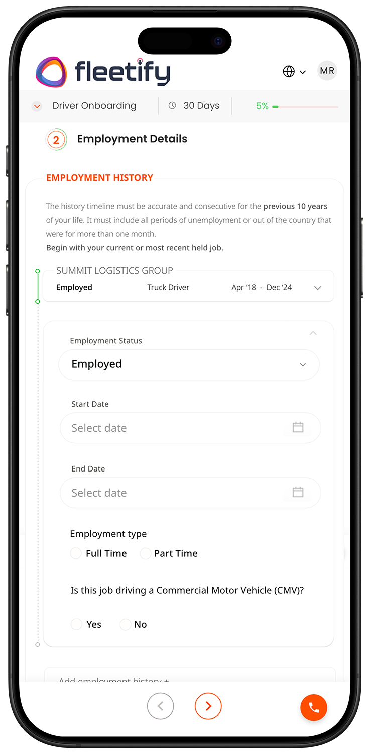 Work History, Simplified - Screen 1